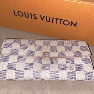 Authentic Louis Vuitton Damien Azur Sarah Long Bifold Leather Wallet
